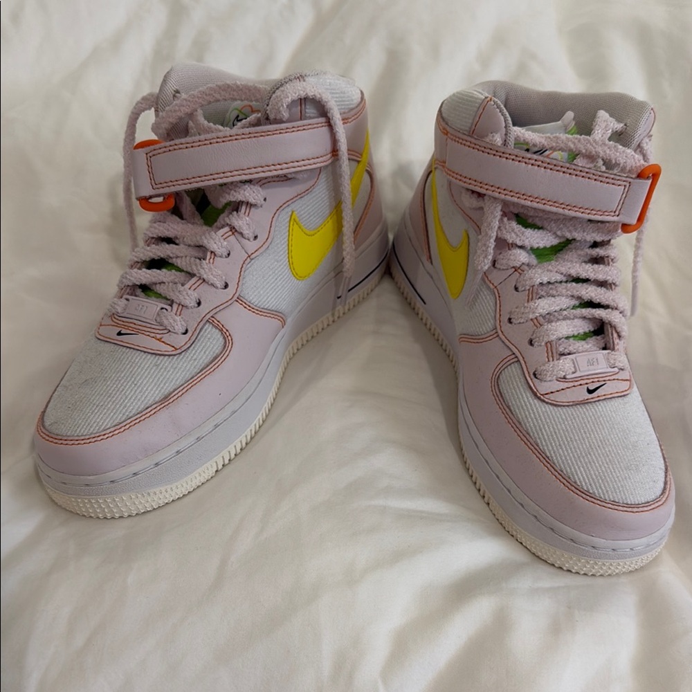 Nike Pink and Yellow Sneakers Air Force 1 -NEVER WORN